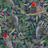 ijustlovethatfabricstore Gang Gang Cockatoo Fabric - Red on navy